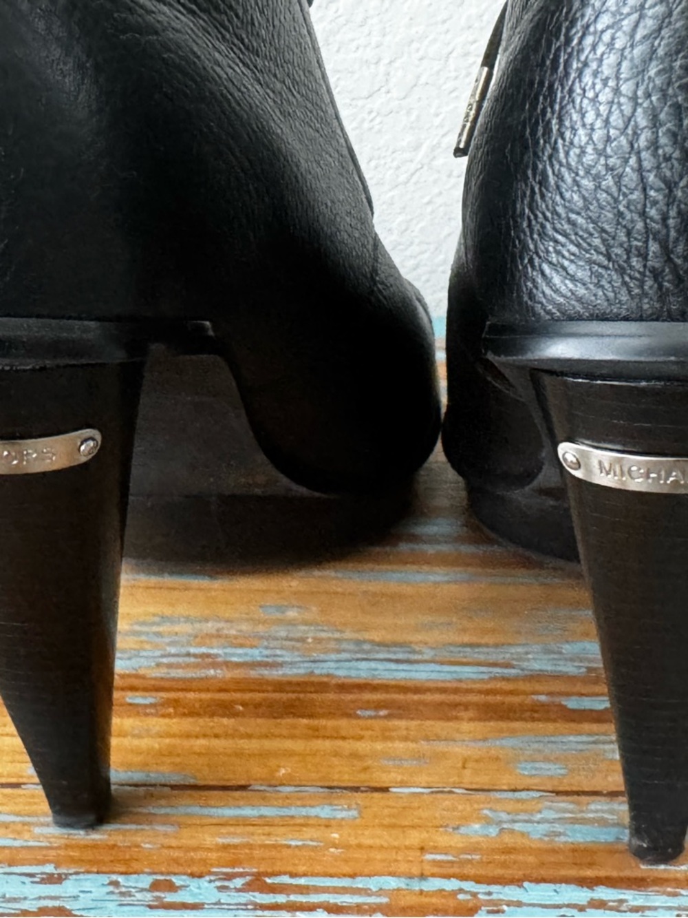 Michael Kors St Marks Boot Black Leather Peep Toe Lace Up Booties Heels Size 8 - Picture 2 of 8